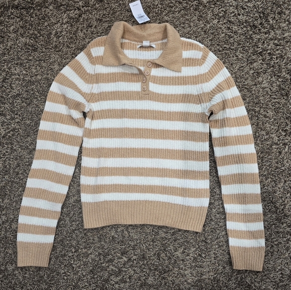 American Eagle NWT Sweater Womens XS Brown Striped Long Sleeve Casual - Picture 2 of 6